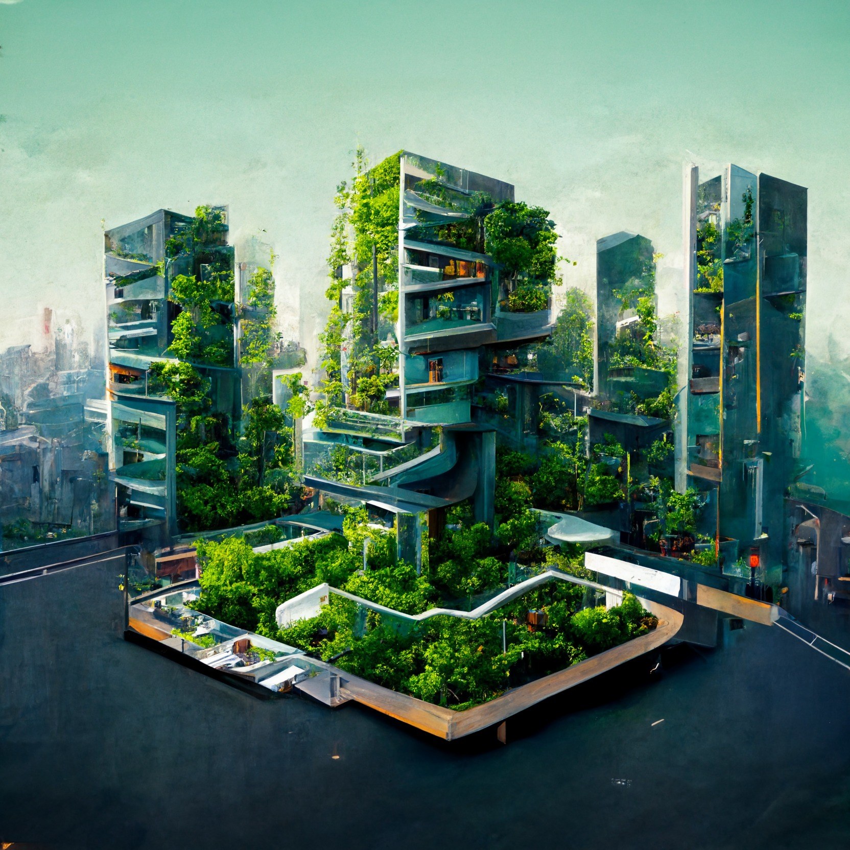 AG++ studio design vision: a city block turned into a raised park
